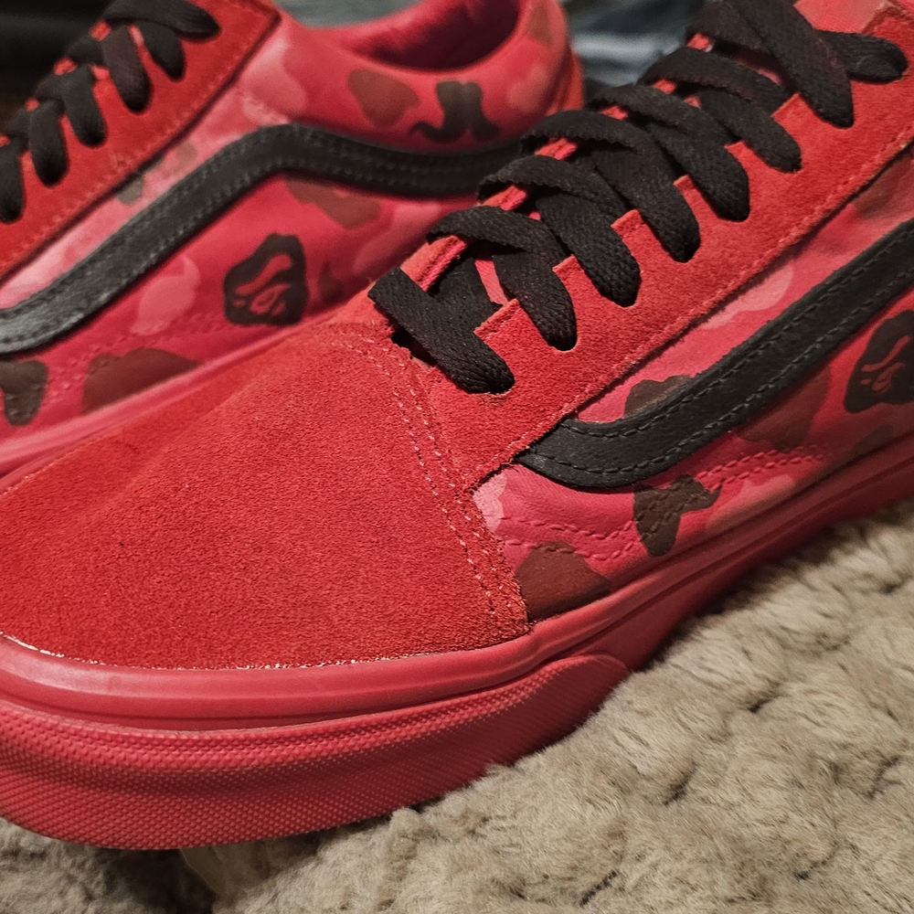 Red Camo Sneakers with Black Accents